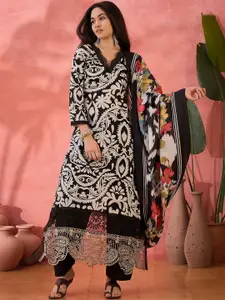 Sangria Floral Printed Unstitched Dress Material