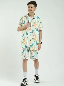 Monte Carlo Boys Printed Collared Shirt & Shorts With T-Shirt Clothing Set