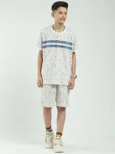 Monte Carlo Boys Printed Pure Cotton Round Neck T-Shirt & Bermuda Shorts Clothing Set