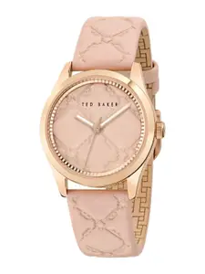 Ted Baker Women Brass Dial & Leather Wrap Around Straps Analogue Watch BKPCLS504