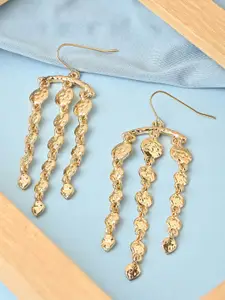 ToniQ Gold Plated Tasselled Contemporary Drop Earrings