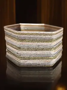 OOMPH Set Of 24 Oxidised RimJhim Shimmer Hexagon Shape Bangle Bangles