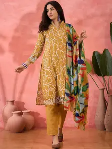 Sangria Floral Printed Unstitched Dress Material