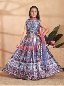 Aarika Girls Printed Ready to Wear Lehenga & Blouse With Dupatta