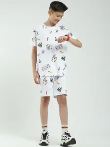 Monte Carlo Boys Printed Pure Cotton Round Neck T-Shirt & Bermuda Shorts