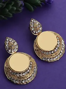 ANIKAS CREATION Gold plated Contemporary Cubic Zirconia Stone Studded Drop earring