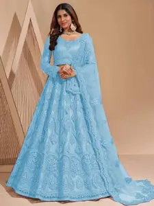 LADY SHOPI Embroidered Semi-Stitched Lehenga & Unstitched Blouse With Dupatta