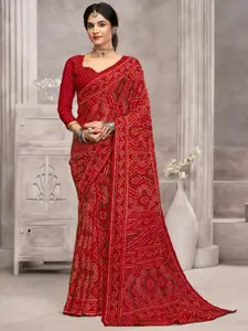 KALINI Red Chiffon  Printed Daily Wear Saree