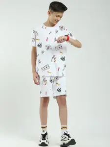 Monte Carlo Boys Printed Pure Cotton Round Neck T-Shirt & Bermuda
