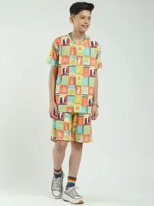 Monte Carlo Boys Graphic Printed Round Neck T-Shirt & Shorts