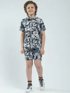 Monte Carlo Boys Printed Collared Shirt & Bermuda Shorts