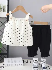 INCLUD Girls Printed Shoulder Straps Top With Trousers