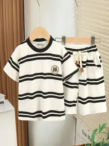 INCLUD Boys Striped Round Neck T-Shirt With Shorts