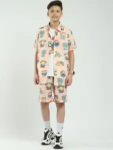 Monte Carlo Boys Abstract Printed Shirt & Shorts With T-Shirt