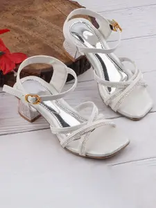 BAESD Girls Embellished Square Toe Block Sandals