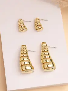 Bohey by KARATCART Set Of 2 Gold-Plated Contemporary Studs