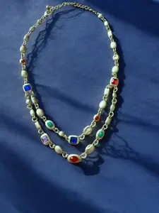 Anouk Gold-Plated Cubic Zirconia Studded Layered Necklace