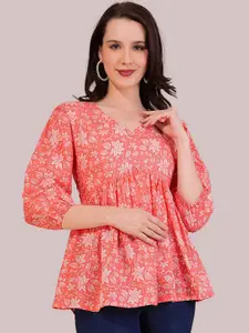 Dream Beauty Fashion Floral Print Puff Sleeve Top