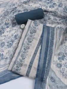 Meena Bazaar Floral Printed Embellished Linen Unstitched Dress Material