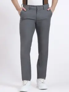 JADE BLUE Men Slim Fit Cotton Plain Regular Trousers