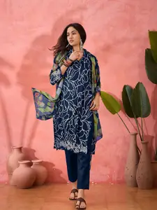 Sangria Floral Printed Unstitched Dress Material With Dupatta