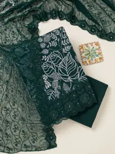 Koskii Floral Embroidered Thread Work Unstitched Dress Material