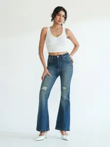 FREAKINS Women Retro Blue Bootcut Jeans