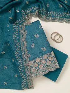 Koskii Ethnic Motifs Embroidered Beads and Stones Unstitched Dress Material