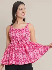 Dream Beauty Fashion Women Ikat Print Printed Peplum Top