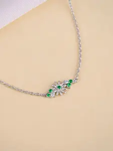 GIVA 925 Silver Rhodium-Plated Dreamy Flower Zircon Studded Necklace