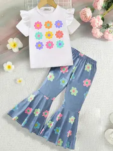 INCLUD Girls Printed T-shirt with Trousers