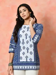 Sangria Women Ethnic Motifs Printed Round Neck Straight Kurti