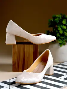 Stylestry Women Textured Block Heel Pumps