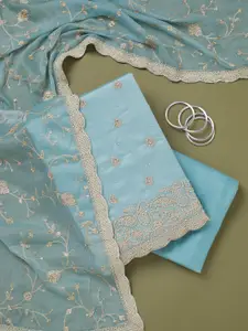 Koskii Paisley Embroidered Embroidered Beads and Stones Unstitched Dress Material