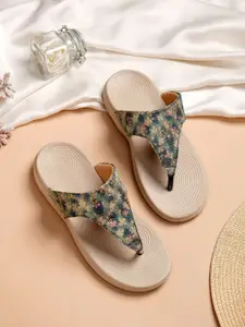 TRASE Bloom Printed T-Strap Flats