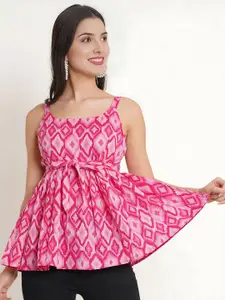 Dream Beauty Fashion Square Neck Print Peplum Top