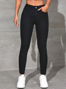 BAESD Women Skinny Fit High-Rise Heavy Fade Stretchable Jeans