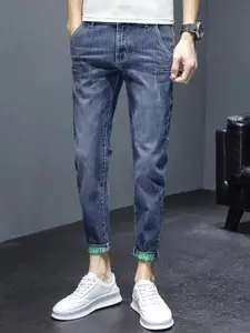 The Roadster Lifestyle Co Cotton Mid-Rise Lightly Faded Jeans