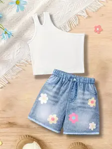 INCLUD Girls One Shoulder Top With Shorts