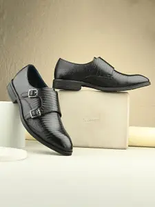 BUSKINS Men Textured Monks With Buckles