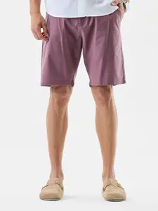 Snitch Men Snitch Mauve Mid-Rise Regular Fit Shorts