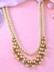 Anouk Gold-Plated Pearls & Kundan Beaded Multilayered Necklace
