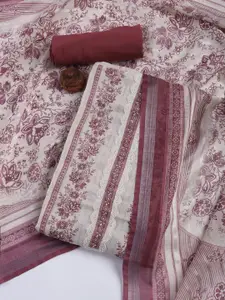 Meena Bazaar Floral Printed Embellished Linen Unstitched Dress Material