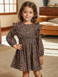 INCLUD Girls Animal Print Fit & Flare Dress
