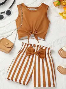 INCLUD Girls Round Neck Top With Shorts