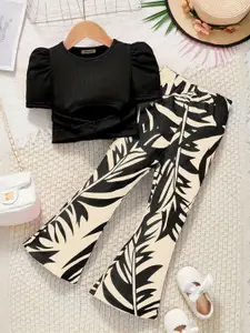 INCLUD Girls Printed Short Sleeves Top With Trousers