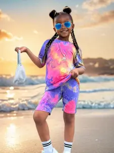 INCLUD Girls Printed T-shirt with Shorts