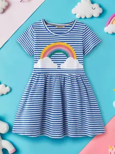 INCLUD Girls Striped Fit & Flare Dress