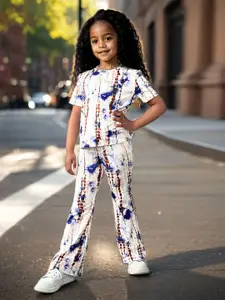 INCLUD Girls Printed T-shirt with Trousers