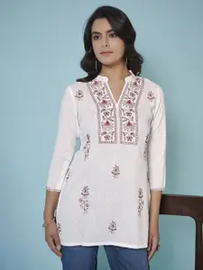 Anouk Women Floral Embroidered Thread Work Liva Thread Work Kurti